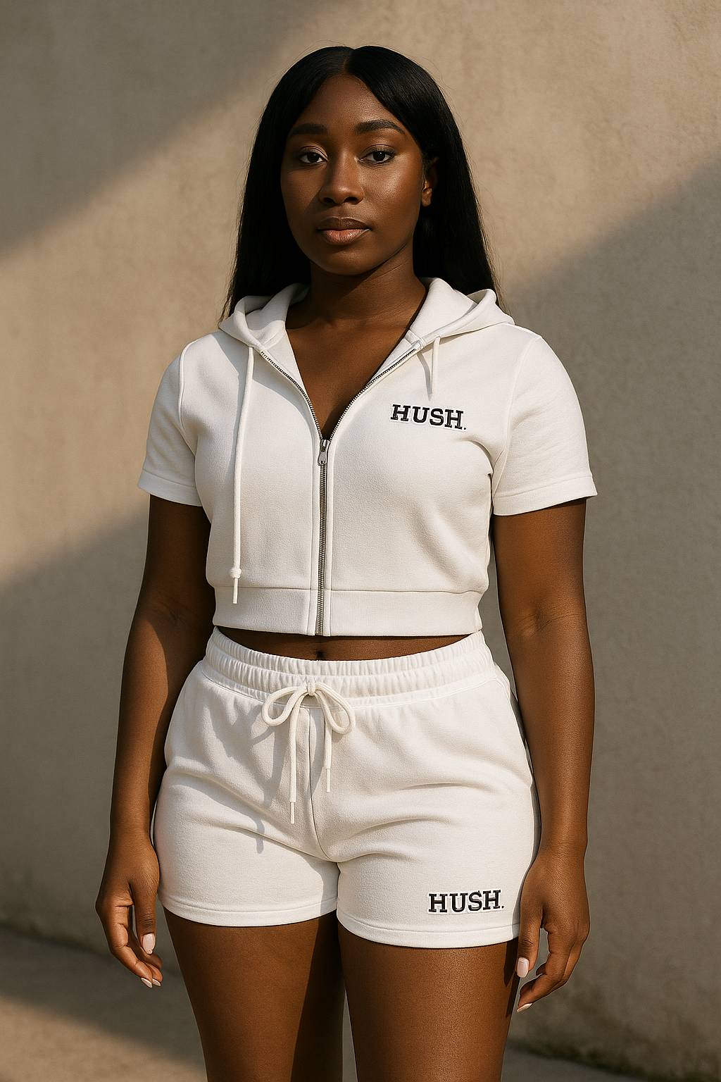 HUSH Lounge Cropped Set (Hoodie + Shorts)