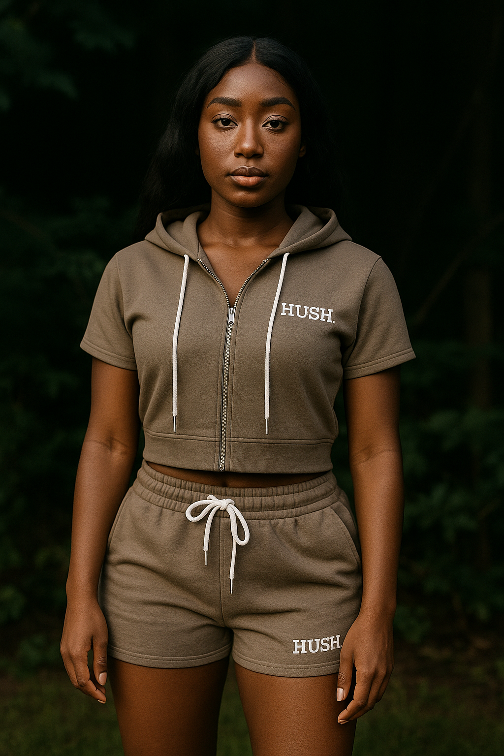 HUSH Lounge Cropped Set (Hoodie + Shorts)