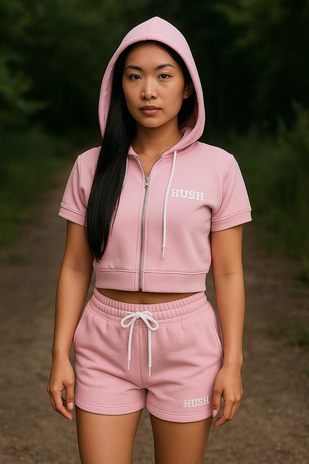 HUSH Lounge Cropped Set (Hoodie + Shorts)