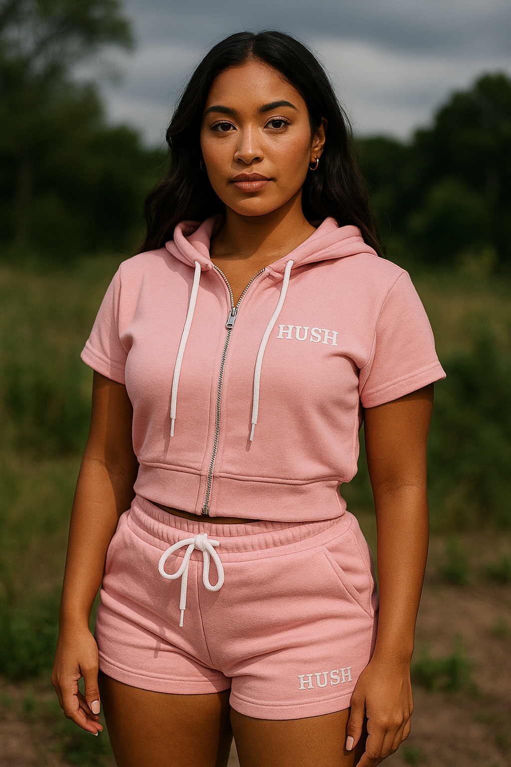 HUSH Lounge Cropped Set (Hoodie + Shorts)