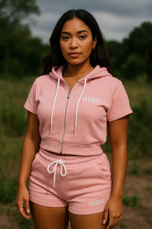 HUSH Lounge Cropped Set (Hoodie + Shorts)