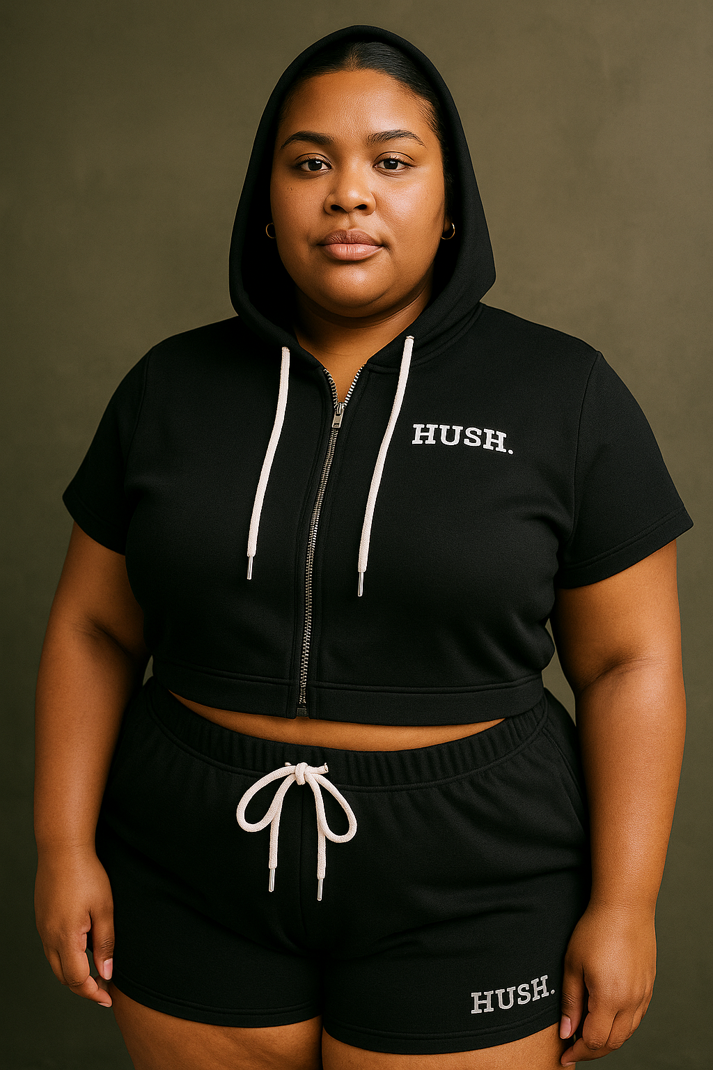 HUSH Lounge Cropped Set (Hoodie + Shorts)