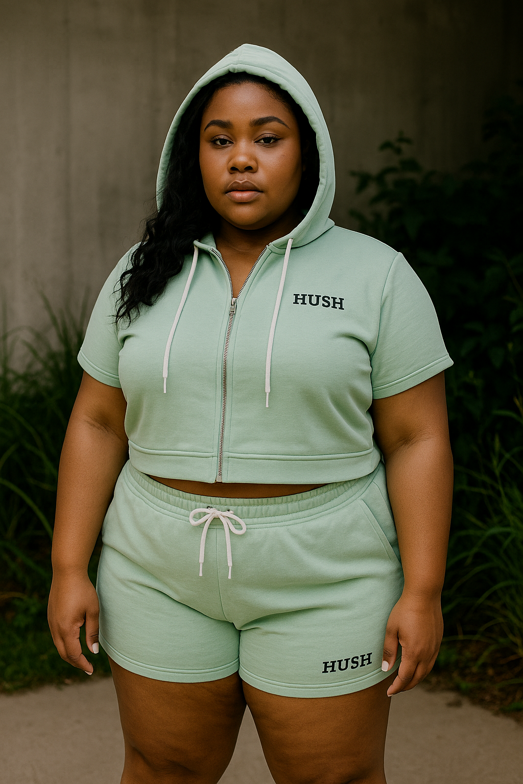 HUSH Lounge Cropped Set (Hoodie + Shorts)