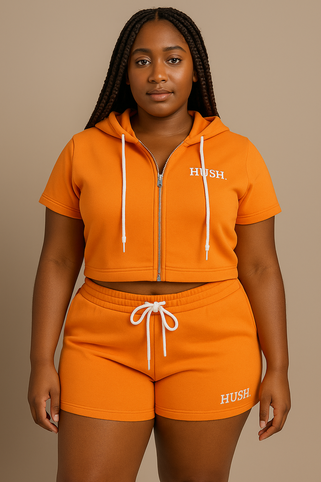 HUSH Lounge Cropped Set (Hoodie + Shorts)